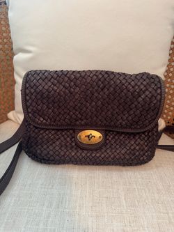Italian Brown Woven Leather Crossbody Bag