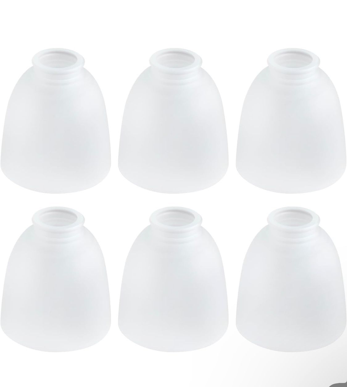 6-Pack White Frosted Glass Shades, Bell Shaped