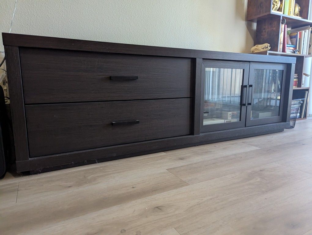 Long Dark Wood TV Stand
