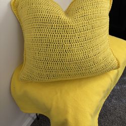 Yellow Decorative Pillow & Small Blanket! 