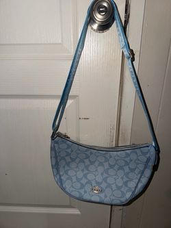 light blue coach purse