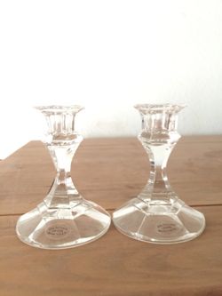 Pair of lead crystal candlestick holders