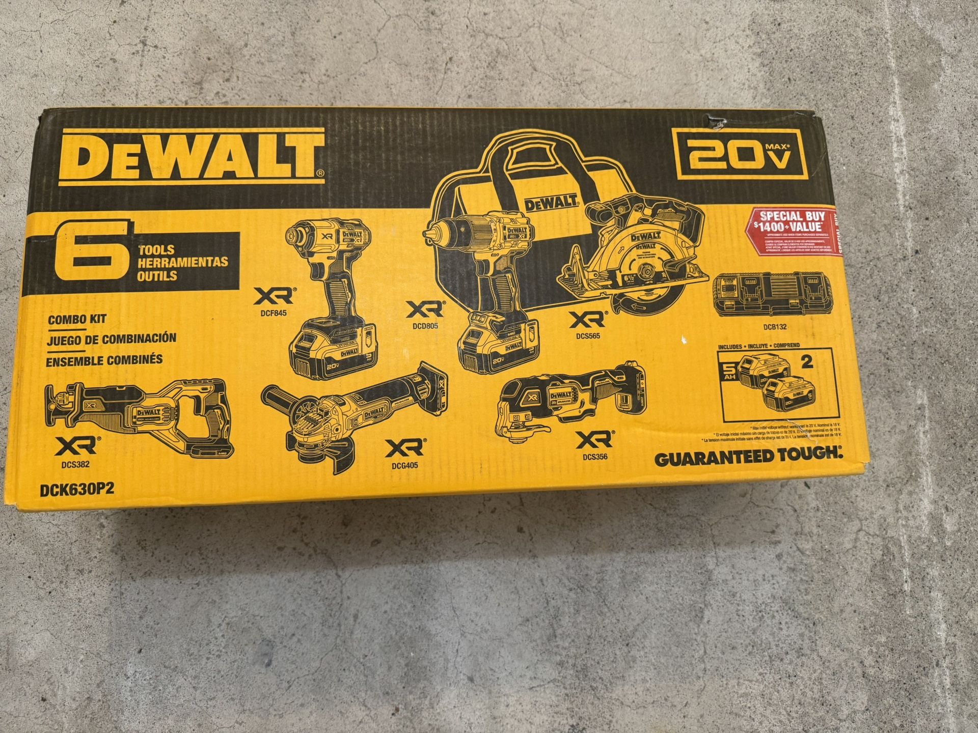 20-Volt XR Lithium-Ion 6-Tool Cordless Combo Kit with (2) 5.0 Ah Battery Packs and Charger