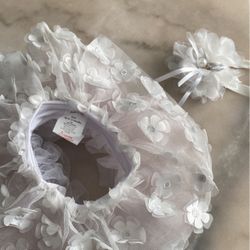 Baby Girl (white/gray) Tutu Skirt & Headband $5