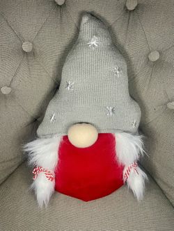 14inch Gray Hat Gnome Holiday Time Shaped Christmas Decorative Pillow