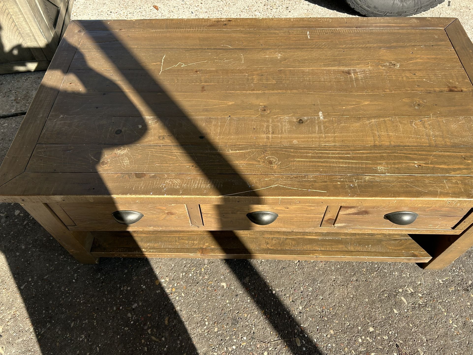 Table Solid Wood 3 Drawers Each Side
