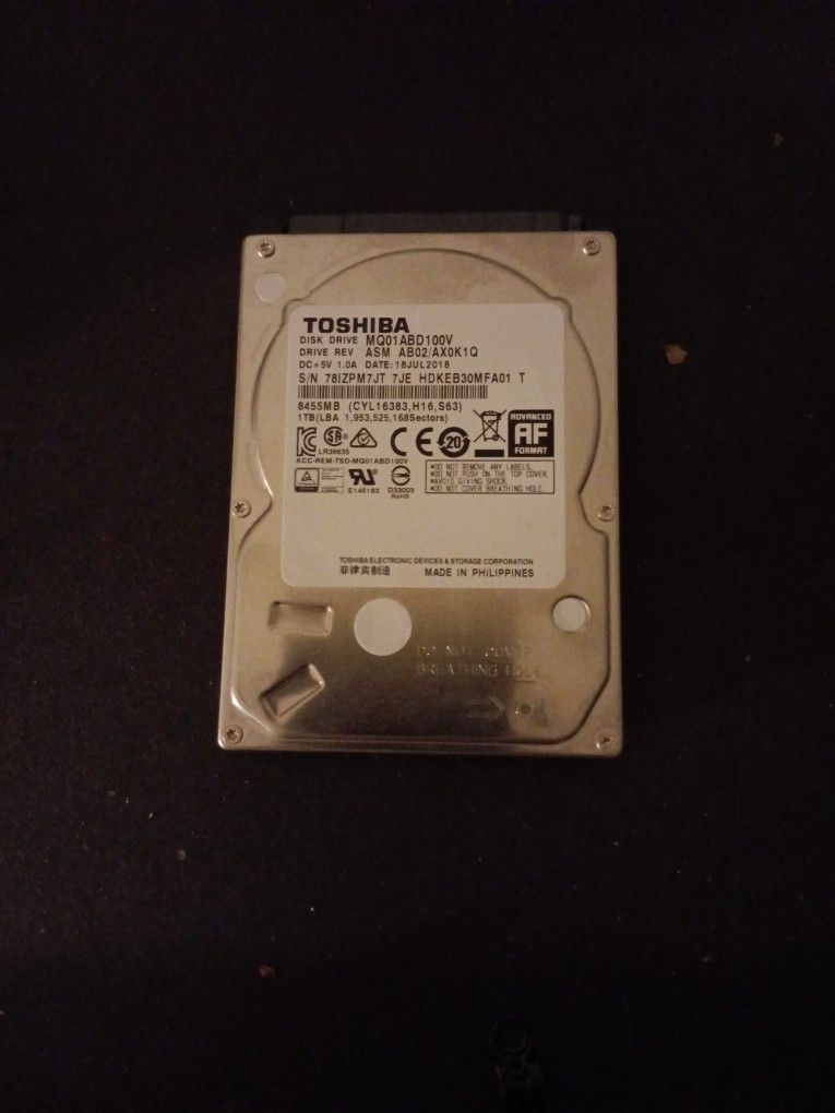 Toshiba 1T Internal Harddrive For Ps4