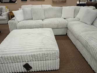 Stupendous Alloy 3 Piece Sectional With Ottoman 
