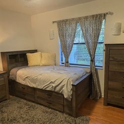 Sertapedic twin bedroom set - bed, mattress, nightstand and dresser