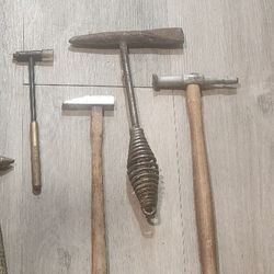 Auto Body Mechanics Hammer Pick Tool Lot Brass Ding Finish Chisel Ball Peen Wood