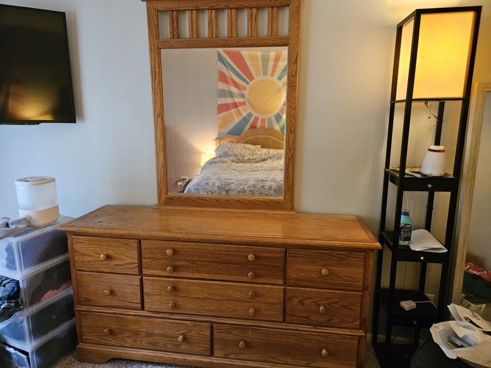 Oak Dresser and Matching Chest Of Drawers