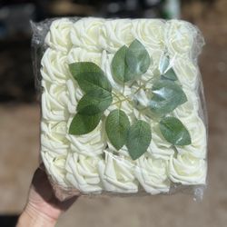 25 Pieces Roses, Foam/artificial Ivory Flowers for DIY Wedding or Birthday Decorations, Centerpieces 
