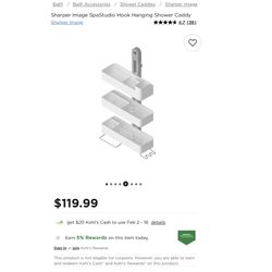 Sharper Image SpaStudio Hook Hanging Shower Caddy