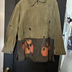 Fall Pumpkin Leather Jacket