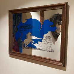 1970s Vintage mirror With fantasy art Keywords Vintage mirror 70s art Christmas holiday gift