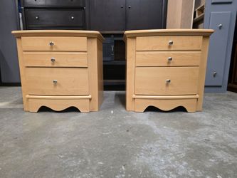 Set of 2 Modern Honey Oak Nightstands