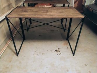Metal and wood top foldable modern desk