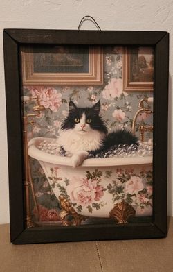 JanMichaels Market New Wall Art Cat In Bathtub
