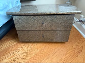 2 Stunning Modern Burl Wood Nightstands with free bouns