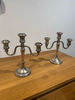 Vintage Italian Silverplate 3-Light Candelabra Pair - Elegant 10" Table Candlesticks