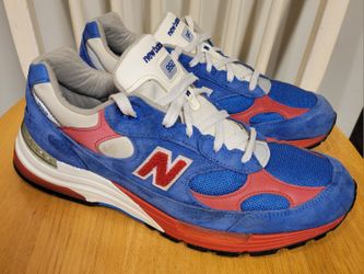 Mens New Balance 992 Made In USA Red White Blue Suede Sneakers Sz 11.5 D / LIKE NEW CONDITION 