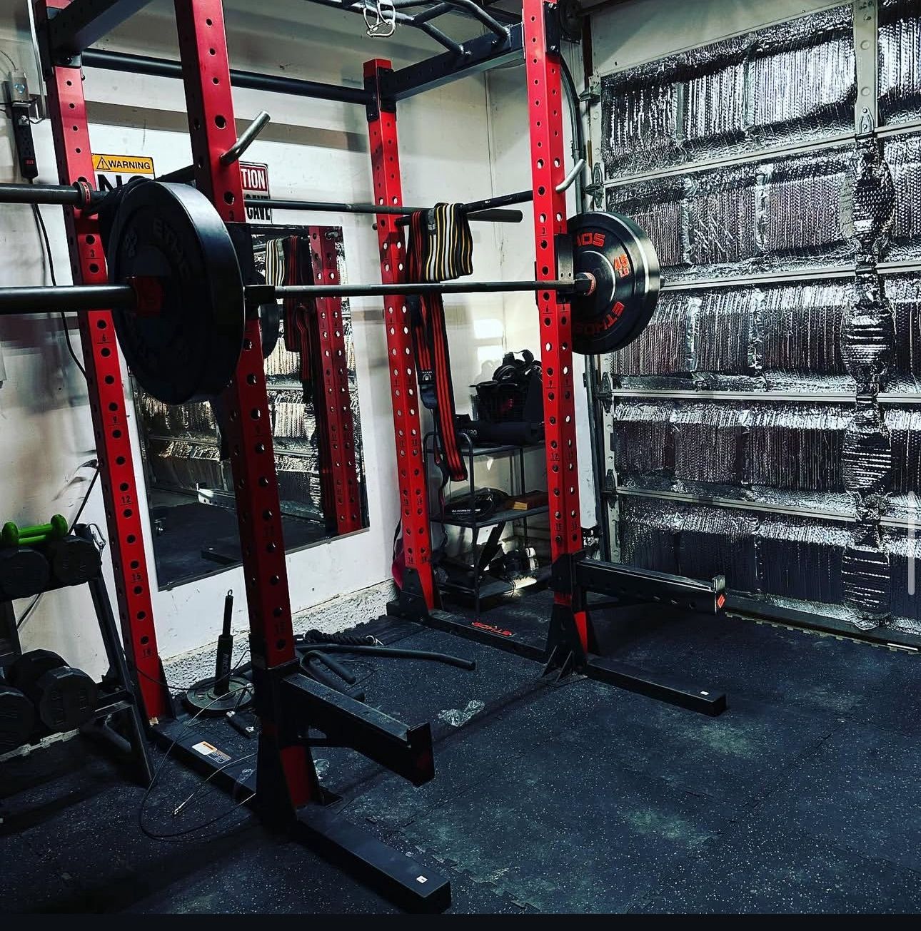 ETHOS Squat Rack Complete With Weights And Cart And Two Barbells