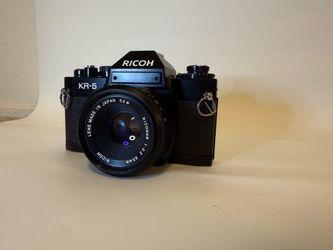 Ricoh KR-5 35mm Film Camera w/ Riconar 55mm f/2.2 Lens – Tested Working