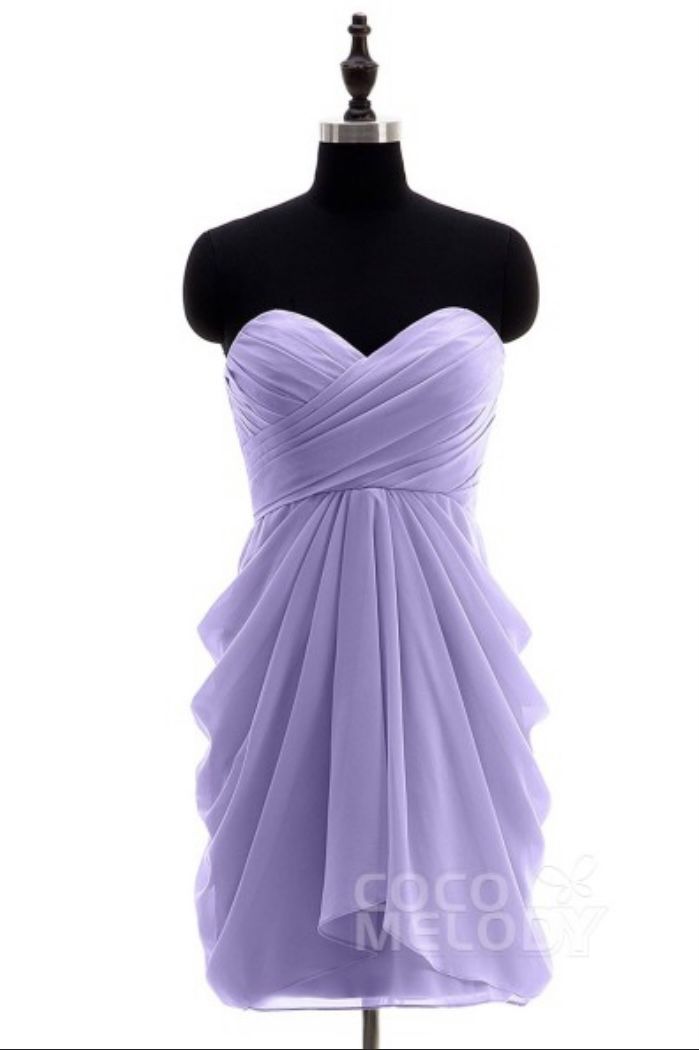 Sheath-Column Knee Length Chiffon Bridesmaid Dress 