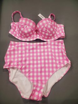 Medium Pink Checkered Bathing Suit New!