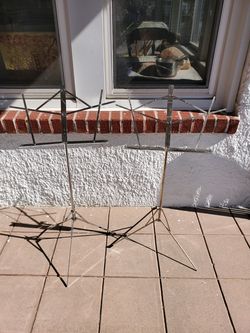 2 vintage metal music stands, one beltome, one Norwood