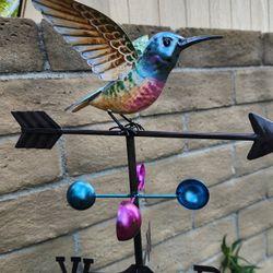 60" Weathervane Metal Hummingbird-PURPLE CORONET Stake, Yard Art, Garden Decor