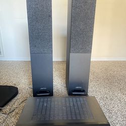 Two Free Standing Speakers With Receiver And Wires