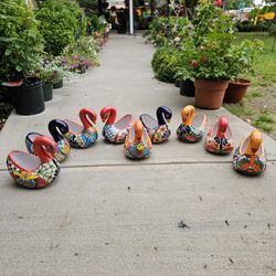 Talavera Small Swan Clay Pots. Planters. Plants. Pottery $30 cada uno