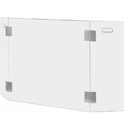 Barton 3-Panel Fireplace Screen Decorative Tempered Glass Guard Fence w/Side Handle, Clear 47.75" Width x 30" Height