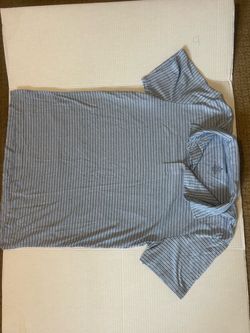 Blue Striped Short Sleeve Button-Down Shirt