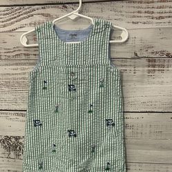 Green Striped Baby Romper with golf Embroidery’s size 24 months 