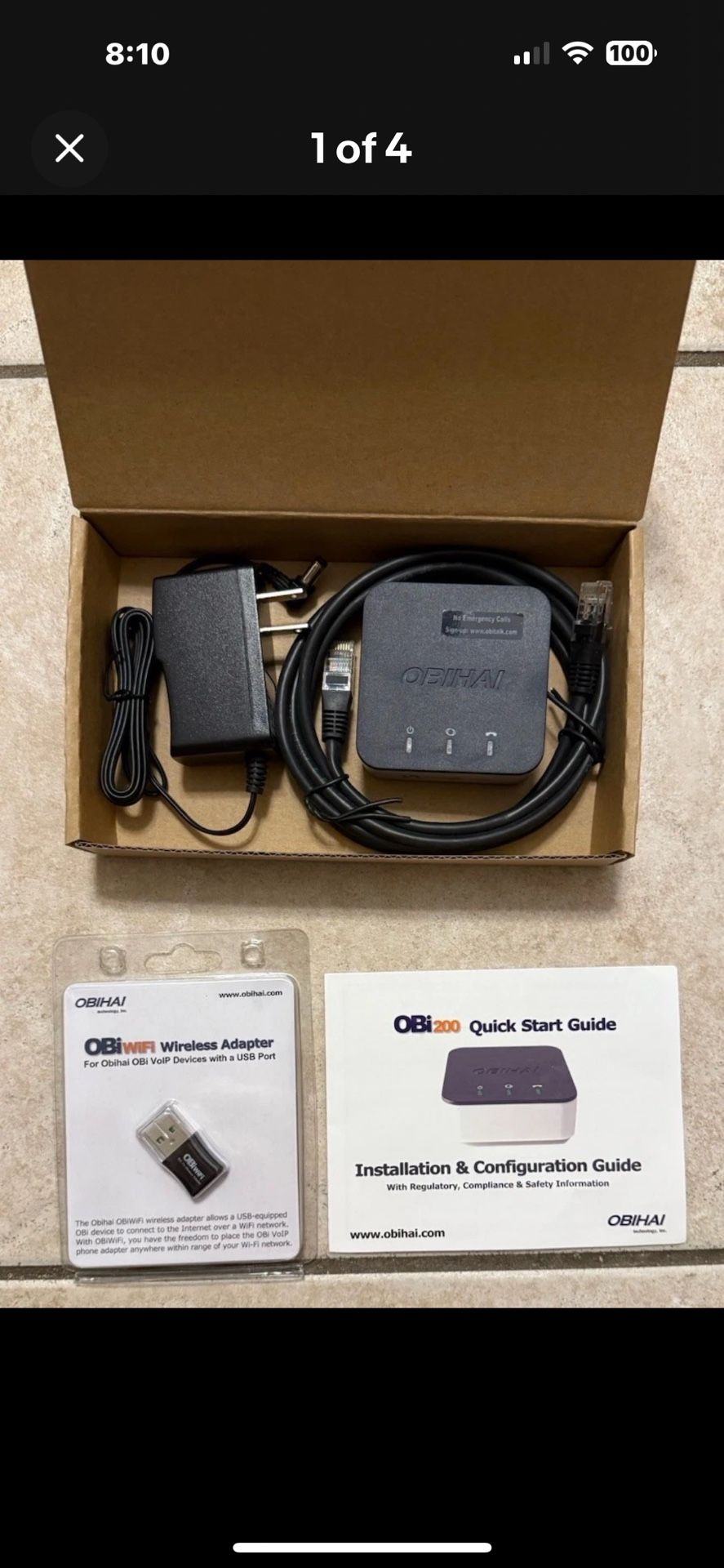 New Obihai OBi200 1-Port VoIP Phone Adapter with Google Voice & Fax Support