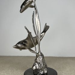 Bronze Dolphins sculpture 