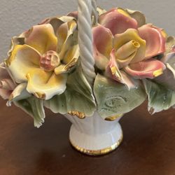 Vintage Porcelain floral basket