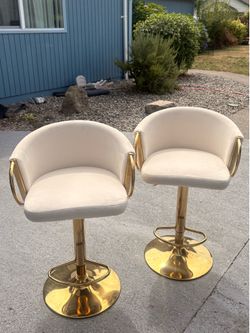 2 White Velvet Stool Bars