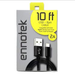 Ennotek 10feet USB - 8 PIN CABLE CHARGER FOR IOS Devices  IPHONE/tablet 