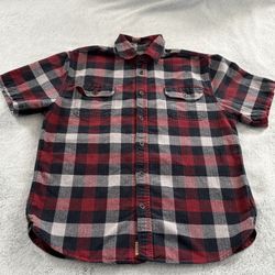 Jachs Shirt Mens XL Red Blue Button Up Plaid Short Sleeve Classic Shirt