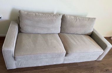 Beige Fabric Two-Seater Sofa