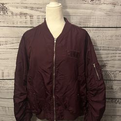PINK Victoria's Secret burgundy Bomber Jacket size medium 