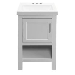 Single Sink Bath Vanity in Dove Gray with White Cultured Marble Top