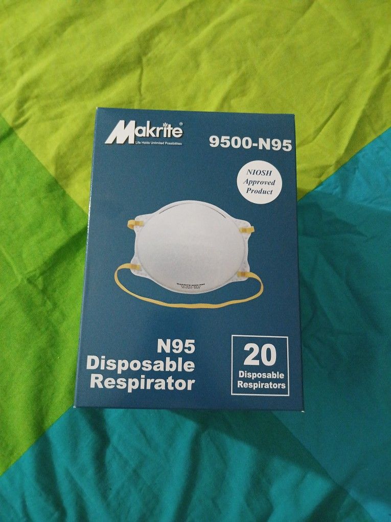 Makrite N95 Disposable Face Mask 20 Bx Niosh Approved 