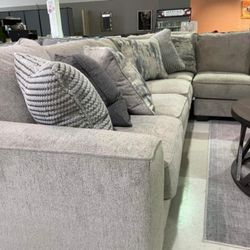 Ardsley Pewter Gray Huge Cozy Sectional Sofa With Chaise /P