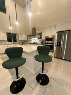 2 set green barstools black metal frame kitchen house island furniture chairs modern new contemporar