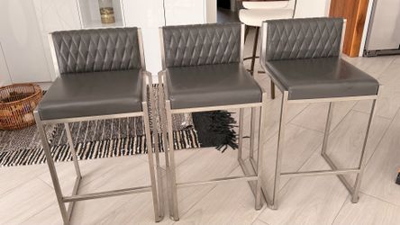 Barstools (3) modern grey stainless steele