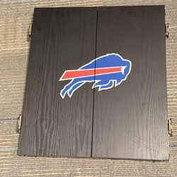 Buffalo Bills Wood Cabinet Dart Board 